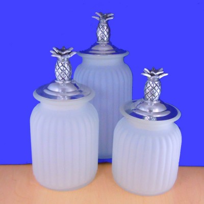 60004 FROSTED 3PC. CANISTER SET WITH LIDS